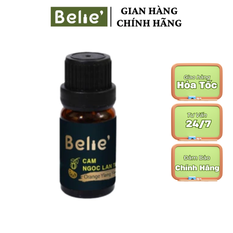 Tinh Dầu Cam Ngọc Lan 10ml, 100ml Belie’ – Bergamot Ylang Ylang Essential Oil Nguyên Chất, Xông Thơm, Khử Mùi, Thư Giãn