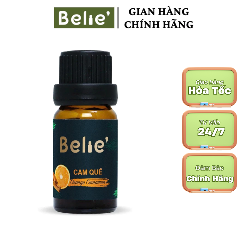 Tinh Dầu Cam Quế 10ml, 100ml Belie’ – Orange Cinnamon Essential Oil Nguyên Chất, Xông Thơm, Khử Mùi, Thư Giãn, Nến Thơm