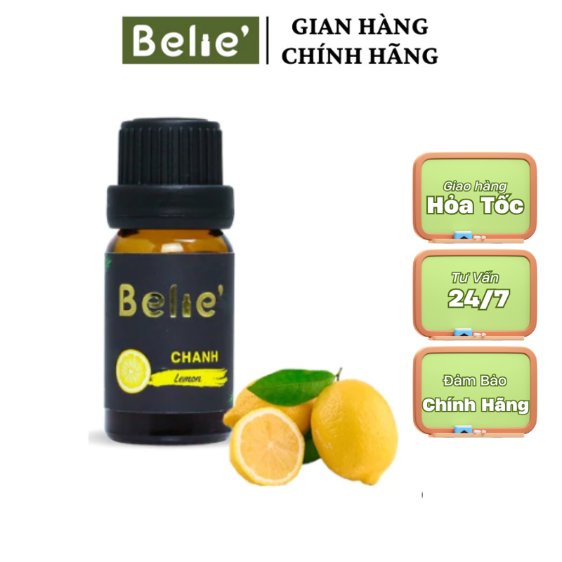 Tinh Dầu Chanh 10ml, 100ml Belie’ – Lemon Essential Oil Nguyên Chất, Xông Thơm, Khử Mùi, Thanh Lọc Không Khí
