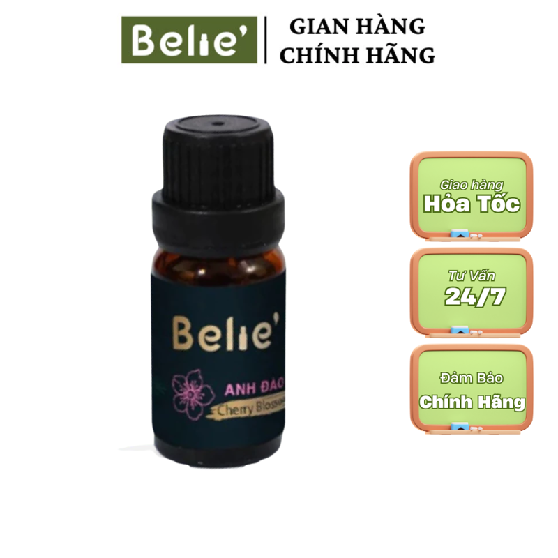 Tinh Dầu Hoa Anh Đào 10ml, 100ml Belie’ – Cherry Blossom Essential Oil Nguyên Chất, Xông Phòng, Khử Mùi, Thư Giãn, Nến Thơm